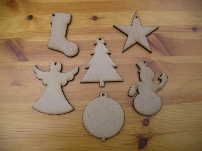Set of 6 - Stocking, Tree, Snowman, Angel, Star, Bauble (C9)